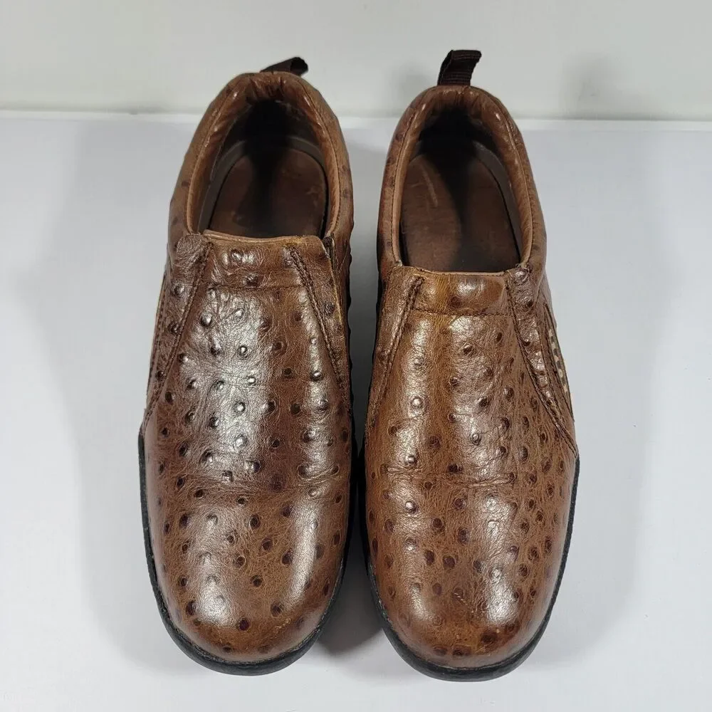 Roper Men's Size 8.5‎ Ostrich Print Leather Clog Slip On Shoes